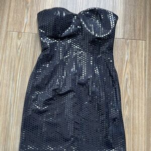 bebe Black Strapless Dress with Shimmer